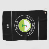 Beste opa door Par Fun Moderne golfer Zwart Wit Golfhanddoek (Horizontaal)