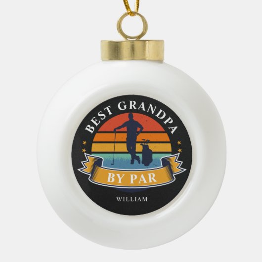 Beste opa door par gepersonaliseerde retro golf li keramische bal ornament (Voorkant)