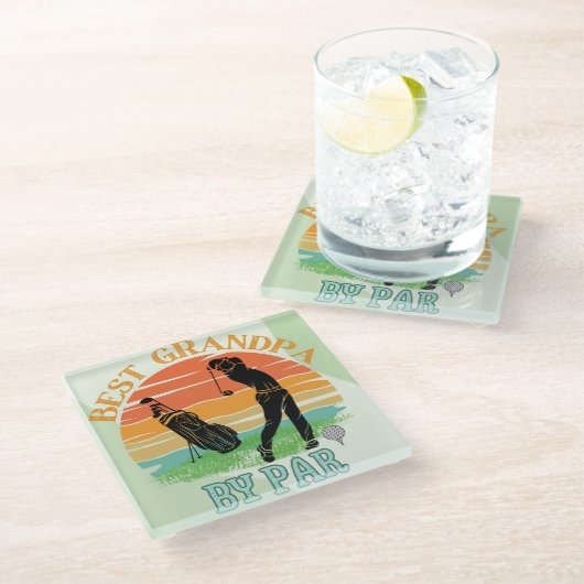 Beste opa door par golf zonsondergang glazen onderzetter (Schuin)