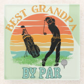 Beste opa door par golf zonsondergang glazen onderzetter (Voorkant)