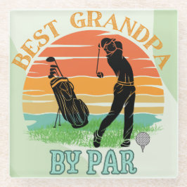 Beste opa door par golf zonsondergang glazen onderzetter