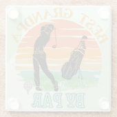 Beste opa door par golf zonsondergang glazen onderzetter (Achterkant)