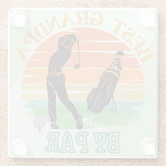 Beste opa door par golf zonsondergang glazen onderzetter (Achterkant)