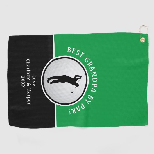 Beste Opa door Par Golfer Mannelijk Zwart Groen Cu Golfhanddoek (Horizontaal)