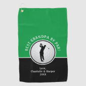 Beste Opa door Par Golfer Mannelijk Zwart Groen Cu Golfhanddoek (Voorkant)