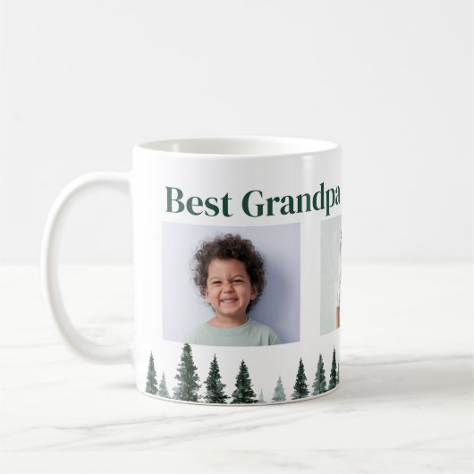 Beste Opa Drie Foto Groene Bomen Koffie Mok (Links)