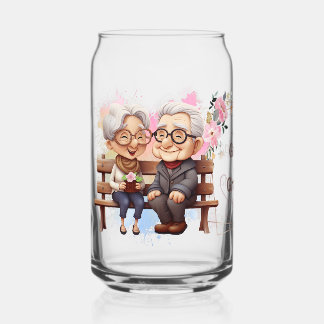 Beste opa en oma ooit zittend op de bank blikvorm glas