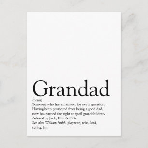 Beste Opa en Oma ter Wereld Opa, Grootvader Defini Briefkaart