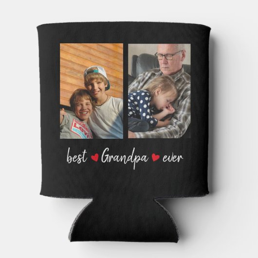 Beste opa Ever Black 4 Foto aangepast Blikjeskoeler (Achterkant)