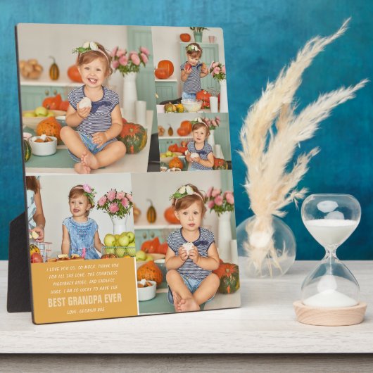 Beste opa Ever | Collage foto's in kleurenblok Fotoplaat (Zijkant)