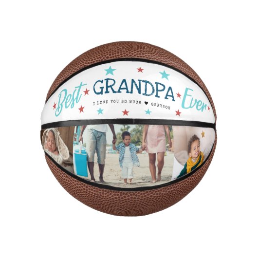 Beste opa Ever | Hand Lettered Photo Collage Basketbal (Voorkant)