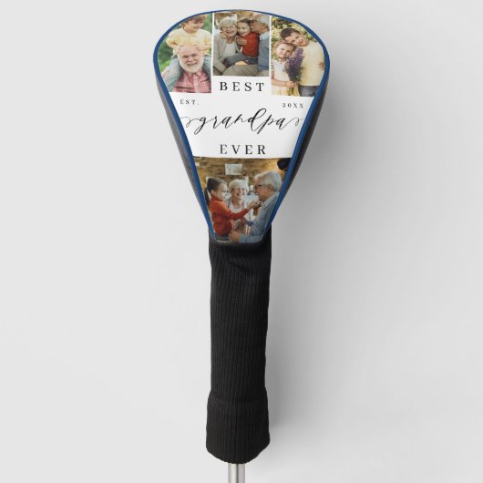 Beste opa Ever Script Fathers Day Photo Collage Golfheadcover (Voorkant)
