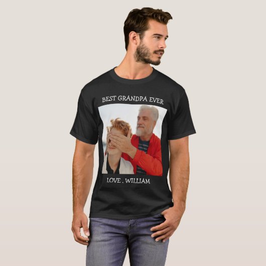 Beste opa Ever Vaderdag - Aangepaste fototekst T-shirt (Voorkant volledig)