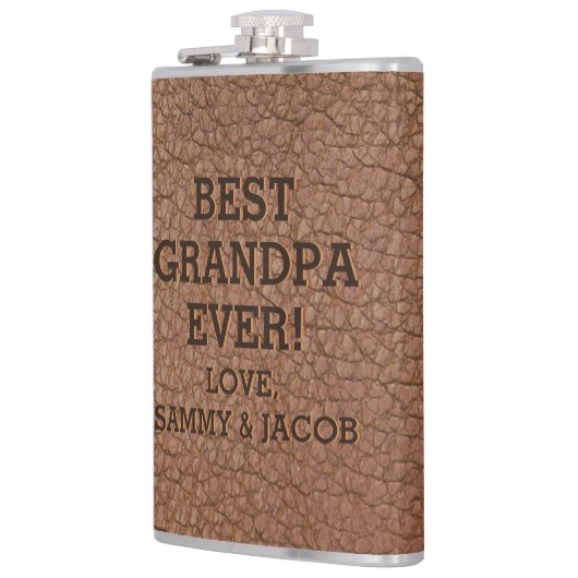 Beste opa faux reliëf lederen korrel textuur heupfles (Links)