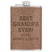 Beste opa faux reliëf lederen korrel textuur heupfles (Voorkant)