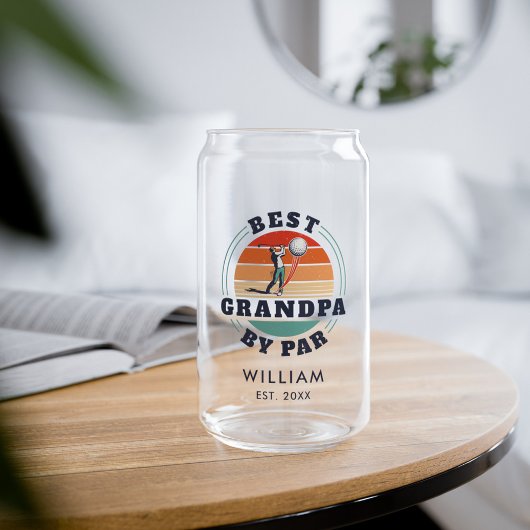 Beste Opa Gepensioneerd Golfen Papa Retro Custom Blikvorm Glas