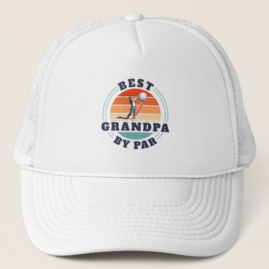 Beste Opa Gepensioneerd Golfen Papa Retro Custom Trucker Pet (Voorkant)