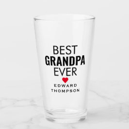 Beste opa Gift Ever Black Text Heart Glas