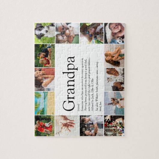 Beste opa, grootvader, papa definitie 14 foto legpuzzel (Verticaal)