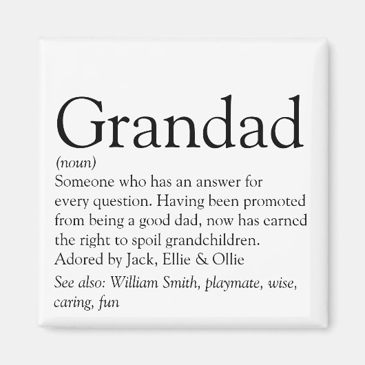 Beste opa, grootvader, papa definitie ter wereld magneet (Voorkant)