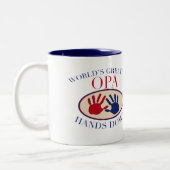 Beste Opa Hands Down Tweekleurige Koffiemok (Links)