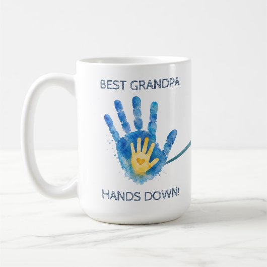 Beste Opa Hands Down Vaderdag Cadeau Koffiemok (Links)
