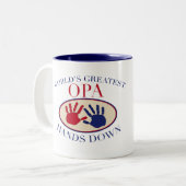 Beste Opa Hands neer Tweekleurige Koffiemok (Voorkant links)