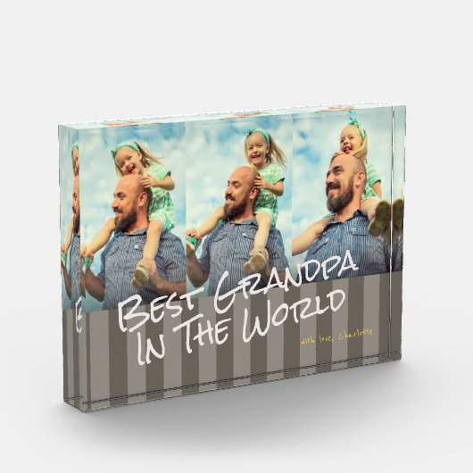 Beste opa in de wereld Aangepast fotoblok (Links)