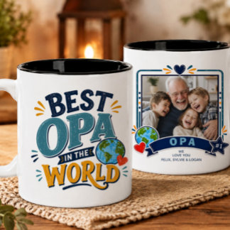 Beste Opa in de Wereld Fotomok Tweekleurige Koffiemok