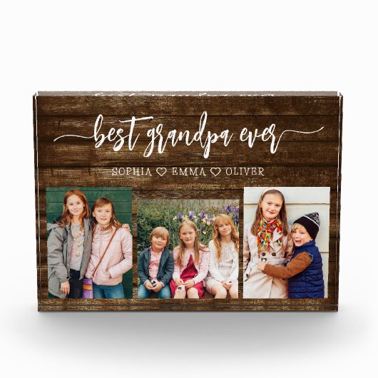 Beste Opa Kleinkinderen Hout Fotocollage Fotoblokken (Voorkant)