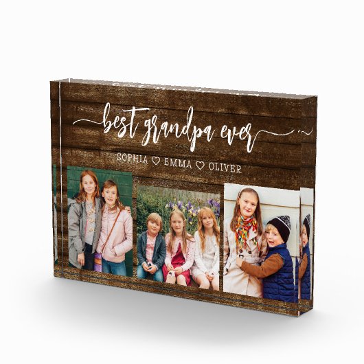 Beste Opa Kleinkinderen Hout Fotocollage Fotoblokken (Rechts)