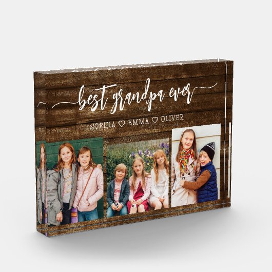 Beste Opa Kleinkinderen Hout Fotocollage Fotoblokken (Links)