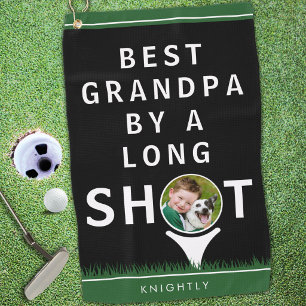 Beste opa met grote voorsprong Foto naam Golfhanddoek
