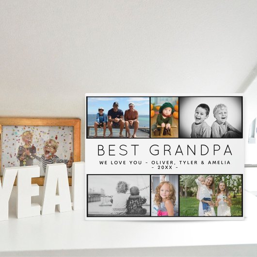 Beste opa Modern 6 Fotocollage vaderdag Fotoplaat