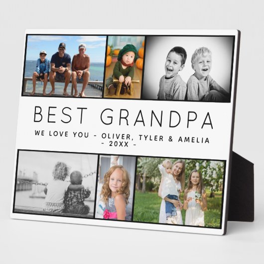 Beste opa Modern 6 Fotocollage vaderdag Fotoplaat (Zijkant)