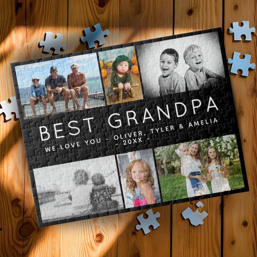 Beste opa Modern 6 Fotocollage vaderdag Legpuzzel