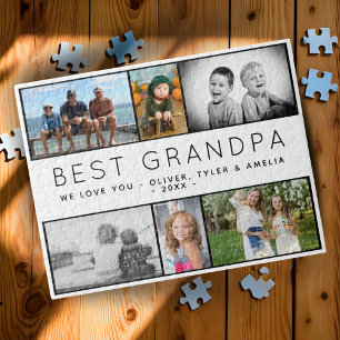 Beste opa Modern 6 Fotocollage vaderdag Legpuzzel