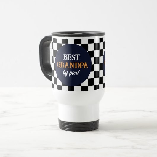 Beste opa modern geruite patroon reisbeker (Voorkant links)