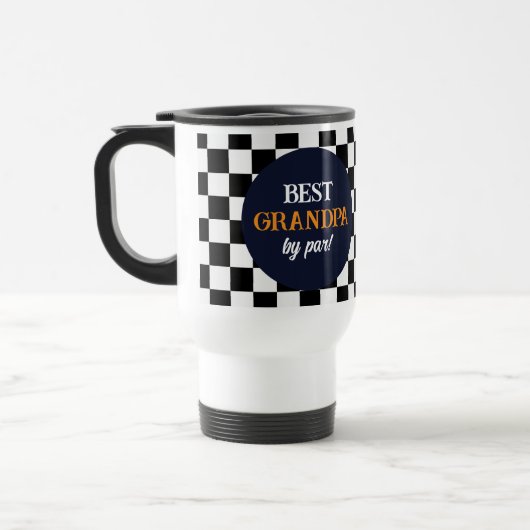 Beste opa modern geruite patroon reisbeker (Links)