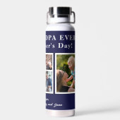 Beste opa moderne fotocollage typografie waterfles (Achterkant)