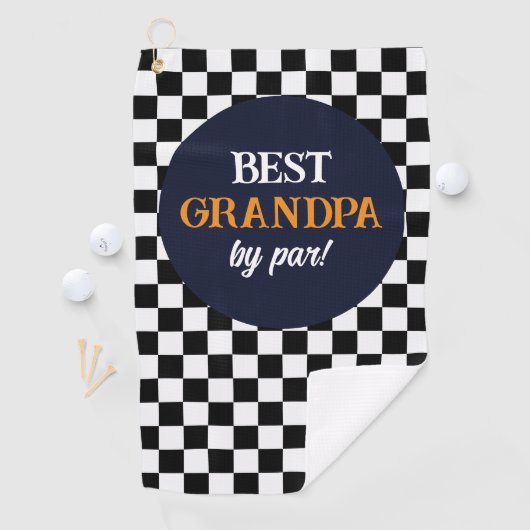Beste opa moderne zwart-wit cheque golfhanddoek (Insitu)