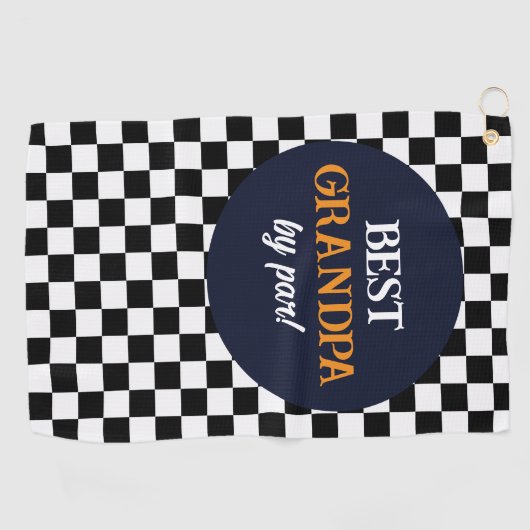 Beste opa moderne zwart-wit cheque golfhanddoek (Horizontaal)