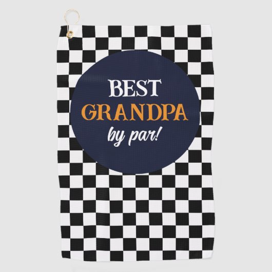 Beste opa moderne zwart-wit cheque golfhanddoek (Voorkant)