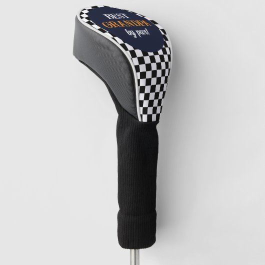 Beste opa moderne zwart-wit cheque golfheadcover (Schuin)
