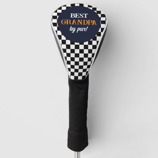 Beste opa moderne zwart-wit cheque golfheadcover (Voorkant)