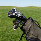 Beste opa moderne zwart-wit cheque golfheadcover (Insitu)