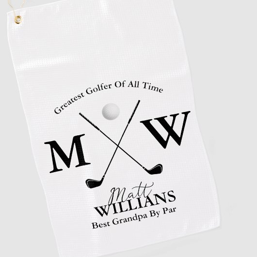 Beste opa naam monogram op wit golfhanddoek