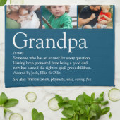 Beste Opa Oma Fotocollage Blauw Theedoek (Gevouwen)