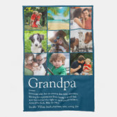 Beste Opa Oma Fotocollage Blauw Theedoek (Verticaal)
