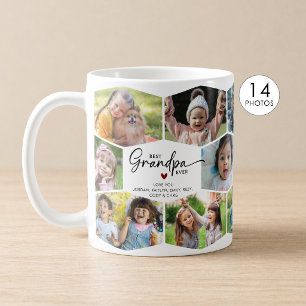 Beste Opa Ooit 14 Foto Collage Zeshoekig Patroon Koffiemok